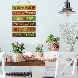 CHDITB Set of 6 Vintage Garden Rules Plaque Sign,Gardening Gifts for Women Men,Retro Farmhouse Gardening Wooden Sign,Outdoor Gardeners Women Present,Outdoor Plaque Decoration for Home Garden Porch