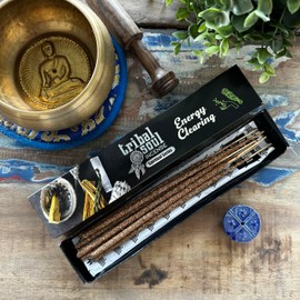 Tribal Soul Incense Sticks (3 Packs x 15g) – Hand-rolled in India, Natural & Aromatic Scents for Cleansing, Meditation: (Energy Clearing)
