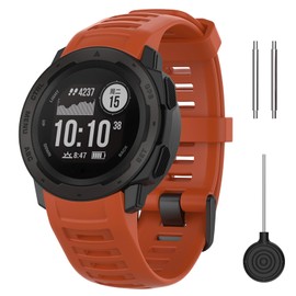 Nacorulu Band Compatible With Garmin Instinct Bands,Soft Silicone Watch Bands Replacement for Garmin Instinct 2/Instinct Esports/Solar/Tide/Tactical Smartwatch (Red)