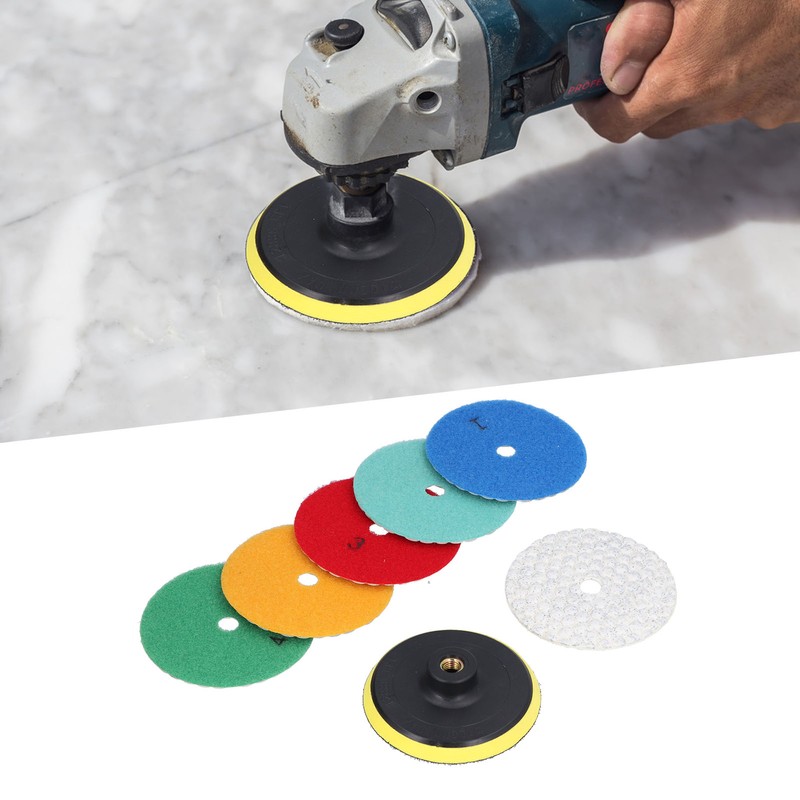6Pcs Dry Diamond Polishing Pads 1Pc Backer Polish Kit for