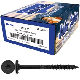Jake Sales 15x3 Black Wafer Head Structural Lag Screws. Used for Log Construction, Timber Framing, Laminated Beams and Pole Barns Among Other Uses. T-30 Torx/Star Drive (50 Count)