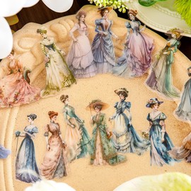 Scrapbooking Accessories Stickers Set 180 Pieces, Bullet Journal Sticker PET Retro Sign Scrapbooking Vintage Sticker Decoration for Wedding, Photo Album, Calendar (Painting)