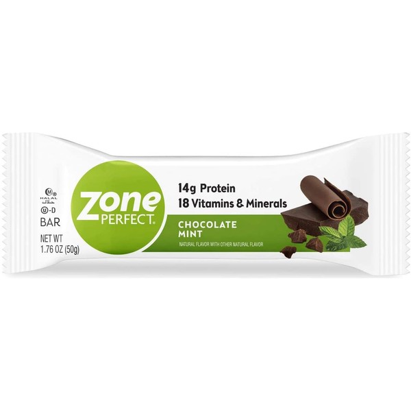 Zone Perfect Protein Bars, Nutrition Bars With Vitamins & Minerals, Chocolate Mint, 1.76 Oz (Pack of 20)