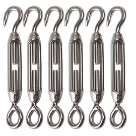 YAMASO 6Pcs M4 Hook & Eye Turnbuckle Wire Rope Tensioner Stainless Steel 304