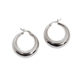 SILVER SMILE Chunky Hoop Earrings for Women – Bold Polished Statement Hoops – Hypoallergenic & Tarnish-Resistant, Medium, Sterling Silver, No Gemstone