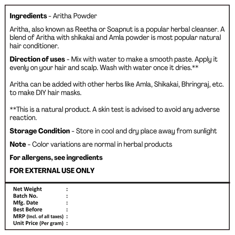 H&C Herbal Ingredients Expert 100% Natural Aritha/Reetha/Ritha/Soapnuts (Sapindus Mukorossi) Powder