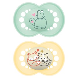 MAM Original Day & Night Pacifiers, Binky Pacifier for 6-16 Months, BPA-Free Silicone, Glows in the Dark, Best for Newborn Babies, Developed with Medical Experts, 2 Count Binkies, with Sterilizer Case