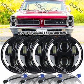 JESUO 4pcs 5 3/4" 5.75 LED Headlights HI/LO for Pontiac GTO Grand Prix Firebird