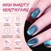 Viugex 30Pcs French False Nails Short Square, Blue Crystal Press
