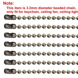 Beaded Pull Chain Extension with Connector, 10 Feet Beaded Roller Chain with 10 Matching Connectors (3.2 mm, Bronze B)