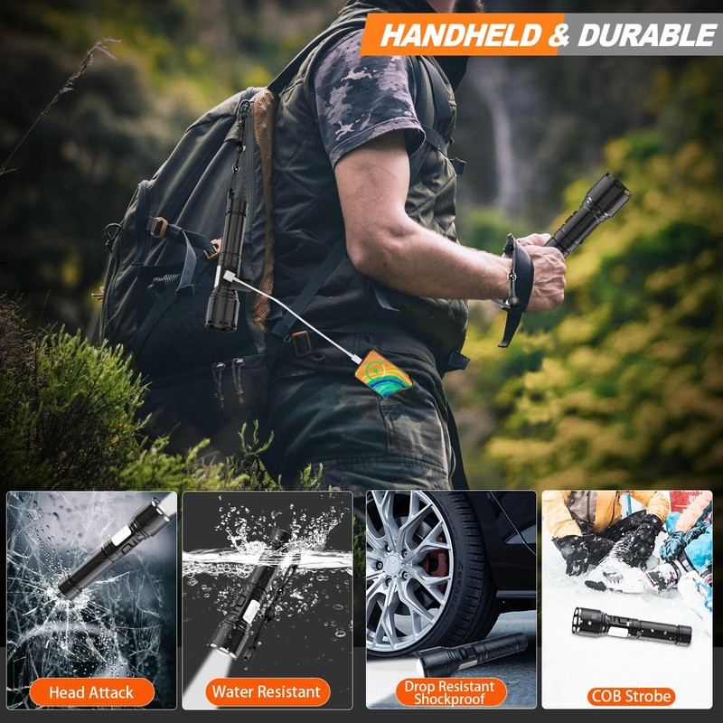 MOREVAC Flashlights High Lumens Rechargeable- Super Bright Tactical Magnetic LED