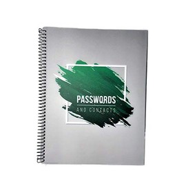 RE-FOCUS THE CREATIVE OFFICE, Password Book Keeper, Green, Alphabetical Tabs, Spiral Bound, Removable Sheets, Journal Organizer Includes Website, Address, Username, Password - 10" x 7.6"