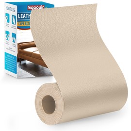 Sgooyir Leather Repair Patch Tape Kit, 3" x 80" Self Adhesive Leather Repair Patch for Furniture, Vinyl Kit for Car Seat, Chairs, Couch, Sofa, Boat Light Beige