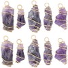BEAMARKER 20Pcs Natural Amethyst Pendant Bulk Irregular Amethyst Charms 18K
