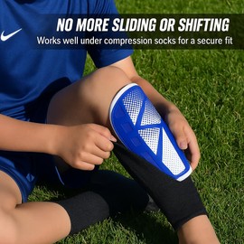 Vizari 'Vector' Slip-in Football Shin pads for Adults - Blue - Size S