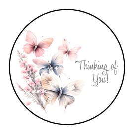 30 Pcs Thinking of you Stickers Favor Labels Tags Envelope Seals Stamps 1.5" Round Sticker for Packages Small Business Cards Letters Gifts Boxes, Floral, Flowers