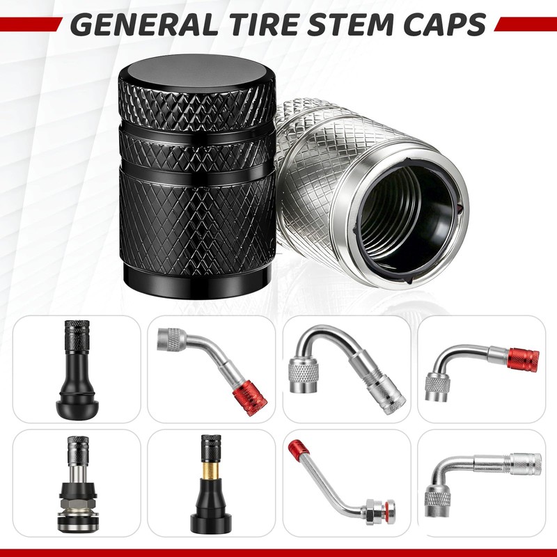 8PCS Tire Valve Stem Caps, Anodized Aluminum Corrosion Resistant Leak-Proof