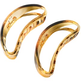 Large Hair Claw Clips, Curved Design, Brown and Black, 2-Pack (yellow)