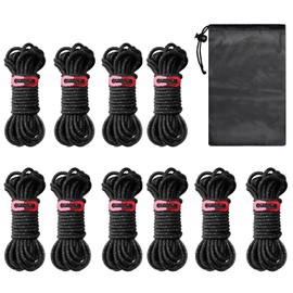 Guy Rope, Tent Rope, Camping Rope, Tarp Rope, Paracord, Set of 10, Length 13.1 ft (4 m), Adjustable, Reflective, Load Capacity 778.6 lbs (350 kg), Camping Equipment, Tent Setup, Flexible Metal