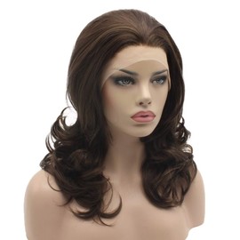 Lushy Stylish Medium Length Ash Brown Mix Wig Heat Friendly Heavy Density Synthetic Lace Front Wig