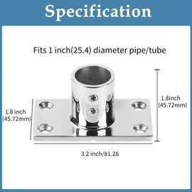YANYUCB 316 Stainless Steel Rectangular 90° Boat Hand Rail Base,Marine Hardware Boat Handle Railing Fitting Includes Installation Accessories(1 inch)