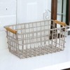ROCKING GIFTS White Metal Basket with Wooden Handles 26cm