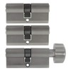 3x Door Cylinder Lock 60 mm 30/30 mm Simultaneous Locking