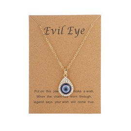 14k Gold Plated Evil Eye Blue Eye Hand Pendant Necklace Cubic Zirconia Colored Eye Pendant Necklace Trendy Adjustable Boho Protection Lucky Protection Everyday Jewelry Christmas gift for Women A