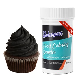 Bakerpan Black Oil-Based Dye-Free Food Coloring Powder - 30g - Chocolate Food Coloring, Coloring for Candy, Icing, Cakes