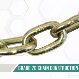 BoxerTool  1/2'' x 20' G70 Tow Chain Tie Down Binder Chain with Hooks 45,200lbs
