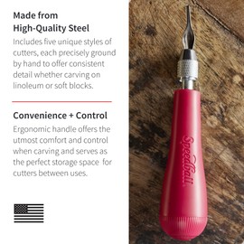 Speedball Linoleum Cutter Kit Assortment #1 (6-Pack) - Linocut Carving Tools for Block Printing, Includes 5 Blades