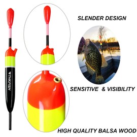 Thkfish Floats Fishing Floats Fishing Floats Fishing Sets Balsa Wood Floats Slip Floats Set for Crappie Panfish Walleyes 5 g (1/6 oz) 10 g (3/8 oz) 15 g (1/2 oz) 5 Pieces / 10 Pieces / 15 Pieces