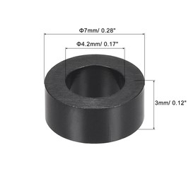 TA-VIGOR 100Pcs ABS Round Spacer Washer, ID 4.2mm OD 7mm L 3mm Black Non Threaded Column Standoff Support Insulation Spacers for Electrical Screws, Switch and Receptacle