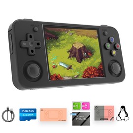RG35XX H Retro Handheld Game Console Linux System 3.5''IPS Screen Built-in 64G TF Card with 3545+ Preinstalled Games RG 35XXH Portable Gaming Console RG35XXH Support 5G WiFi Bluetooth HDMI Black