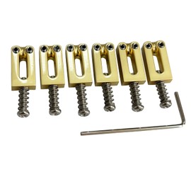 OVSAL Guitar Bridge Saddles Gold 10.5mm Zinc Alloy Electric Guitar Saddles Guitar Tremolo Bridge Saddles for Fender Strat Stratocaster Tele Telecaster 6 String Electric Guitar Saddles