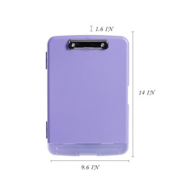 Thick Clipboard with Storage, 14 x 9 Inch, Light Purple, Plastic Storage Clipboards with Low Profile Clip and Pen Holder, Nursing Clipboards, Clipboard Folder, for School Teacher and Office