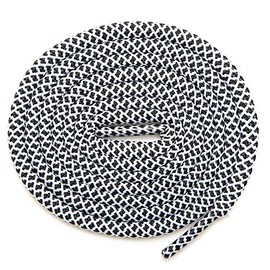 KURISET Round Athletic Shoelaces 2 Pair - For Mountaineering Hiking Walking Boot Thick Shoelace String Rope Shoe Laces, White-black, 54 inches (137 cm)