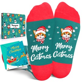 HAPPYPOP Christmas Gifts Stocking Socks for Teen Boys Girls - Cat Socks Xmas Stocking Stuffers for Pre-teen