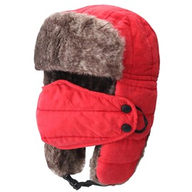 Connectyle Trooper Trapper Hat for Women Warm Winter Hunting Hat with Ear Flaps Mask Aviator Hat Red