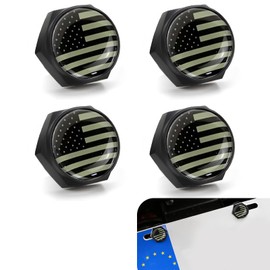 leechio 4 PCS License Plate Bolt, License Plate Bolts Decorative Covers, American Flag License Plate Screws, Anti-Rust and Anti-Theft License Plate Screw Fasteners, Universal Cars Motorcycle (Black)