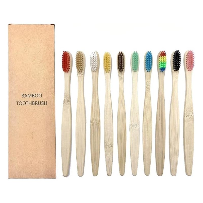 Cepillos de Dientes de Bambú Biodegradables con Cerdas Suaves Multicolores