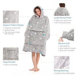 Blanket Hoodie women & Man,Premium Sherpa Fleece Oversized Hoodie Blanket With Giant Pocket for Women,Super Cozy and Big Wearable Blanket Hoodie Gift Luminous