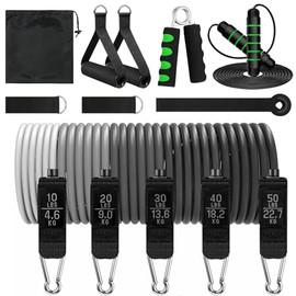 Ligas de Resistencia para Ejercicio, 13 PCS Bandas de Resistencia Incluye 5 Bandas Apilables de Hasta 150 Libras, Asas, Bolsa, Correas para Tobillo et