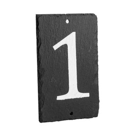 Number 1-14.5 x 9cm Natural Solid Slate House Number Plaque (0-9) Indoor & Outdoor Rustic Door Numbers Sign Including Fixings & Caps - by Nicola Spring