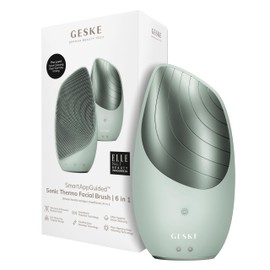 GESKE SmartAppGuided™ Sonic Thermo Facial Brush, 6 in 1, Skin Cleansing, Cleaning Brush with Heat Function, Face Massager, Electric Face Brush, Facial Cleansing Device