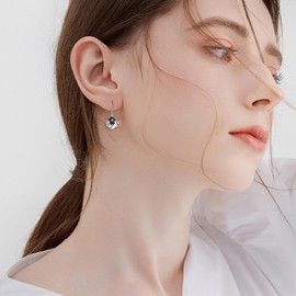 KNTTZZI Black Cat Earrings Cute Cup Kitty Dangling Earrings 925 Sterling Silver Cute Animal Drop Earrings Jewelry Gift for Women