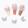 SILPECWEE 30pcs 3D Butterfly Nail Charms Rhinestone Silver Alloy Nail
