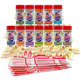 Flavorful Popcorn Seasoning Variety Pack – 12 Seasonings in White Cheddar Cheese, Ranch, Sour Cream – Gluten-Free Keto Snack for Movie Nights & Gifts by Tasty Bomb, 2.8-3 Oz.