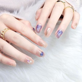 Cute seashell design, medium size square nail tip with beautiful glitter and color