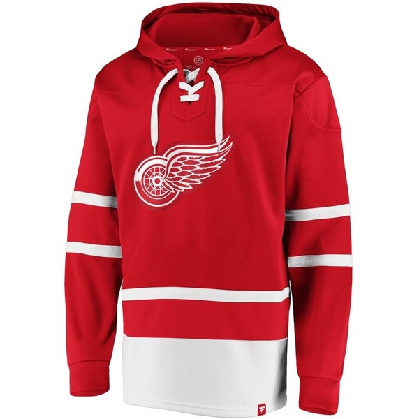 Sport Army Men's Puck Deep Lace-Up Pullover Hoodie (CA/US, Alpha, X-Large, Regular, Regular, Red Wings)